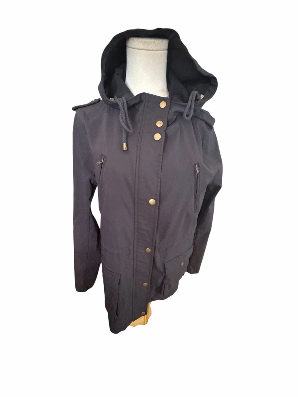 Eden Society Women's Hooded Anorak Jacket Dark Gray Sz Lrg